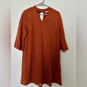 Altar’d State Burnt Orange Choker Cut Out Neckline Lace Mini Dress